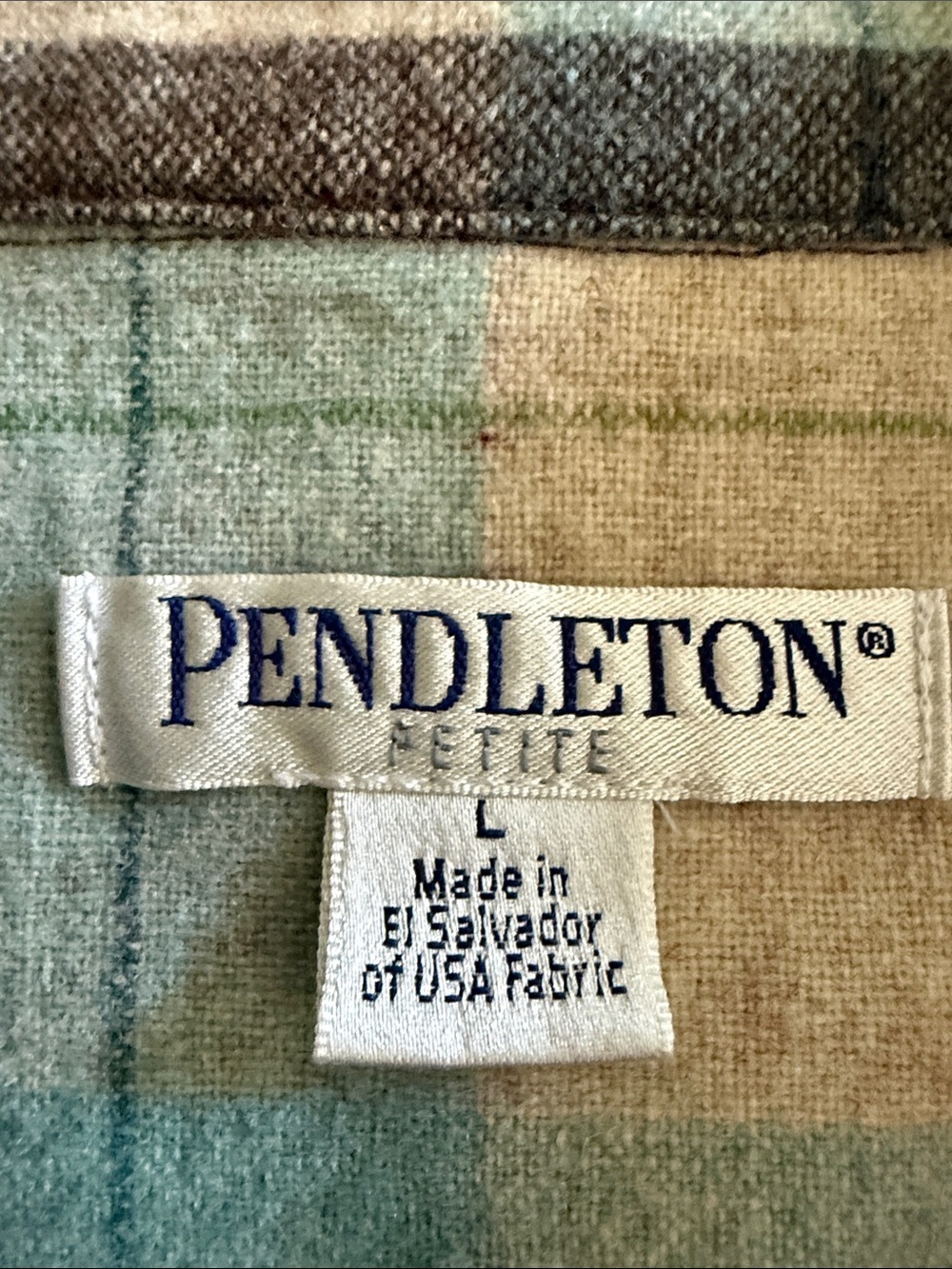 Pendleton Wool Jacket Petite L Plaid Blue Gray Cream Cabin Core - Picture 3 of 7